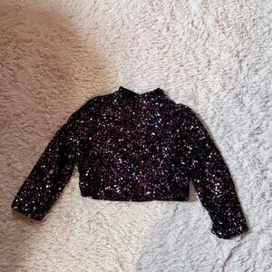 Zara Purple Sequin Glamour Fairy Grunge Whimsygoth Celestial Goddess Crop Top